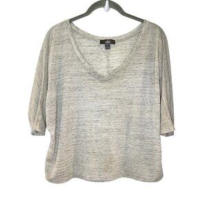 ALO Yoga Dolman‎ Sleeve Top V Neck Boxy Marled Gray Thin Knit *FLAWED* Size PS